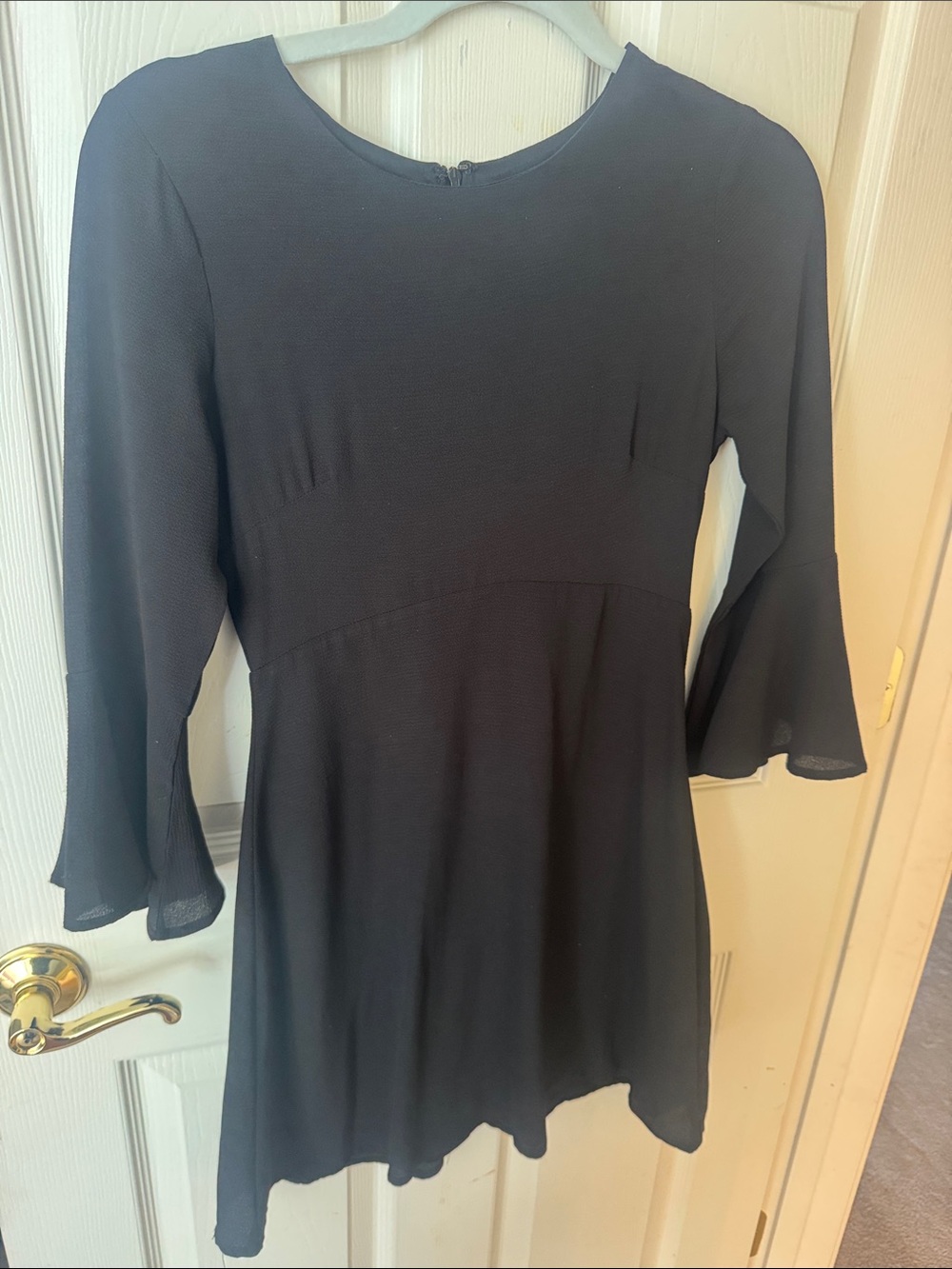 Lulu's Black Long-Sleeve Bell-Sleeve Mini Dress